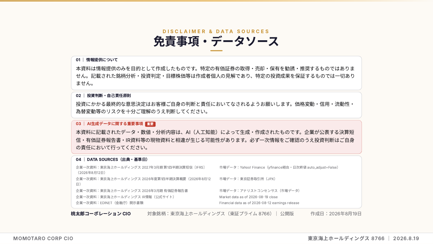 東京海上ホールディングス(8766)2026年度 第1四半期 銘柄分析 スライド11